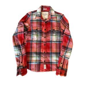 Abercrombie & Fitch Multicolored Tattersall Plaid Heavy M Flannel Button Up